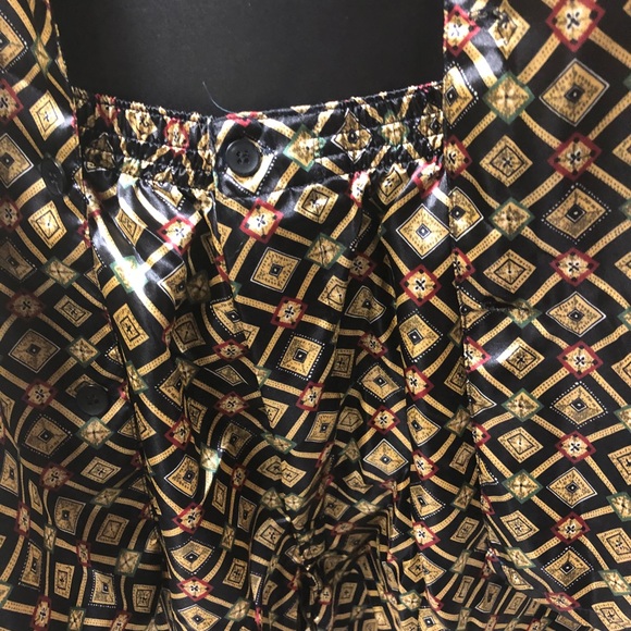 CELSA 2 piece satin pajamas size large mod print - Picture 2 of 4